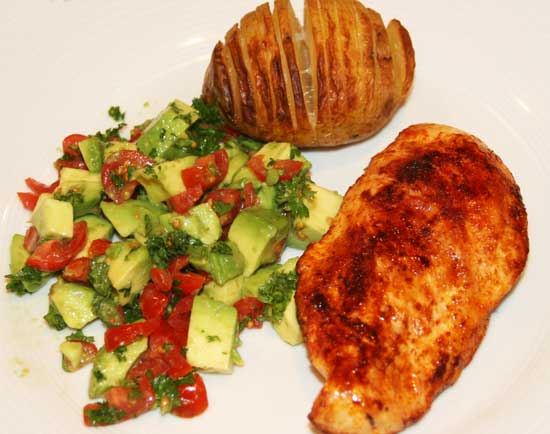 chicken_crispy_hasselback_potato_avocado_salsa