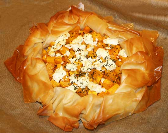 crispy galette with butternut squash and feta