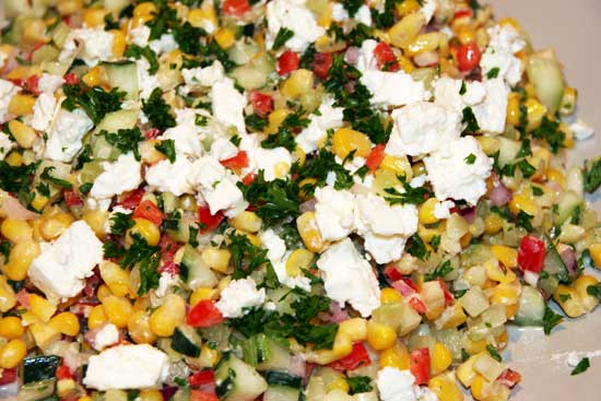 crunchy tex-mex style sweetcorn salad