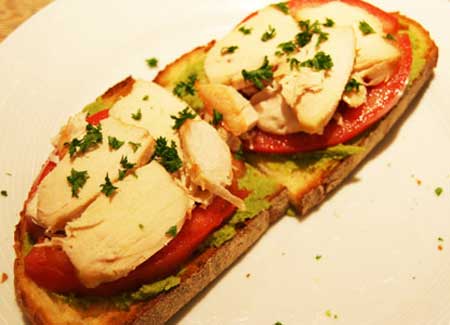 open_rye_sandwich_chicken_avocado